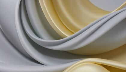 Fototapeta premium Mesmerizing 3D Abstract Gradient Silk Fabric Featuring Gold and Gray Waves