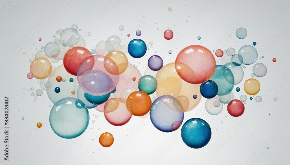 Aufkleber abstract watercolor bubbles with a generative ai twist, perfect for your design layout with copy spa