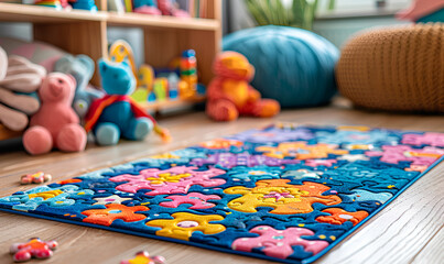 Fototapeta premium Colorful Rug and toys in a Playroom 