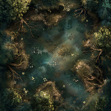 swamp Battlemap DnD,RPG Map for Dungeons and Dragons,game background, place for battle 