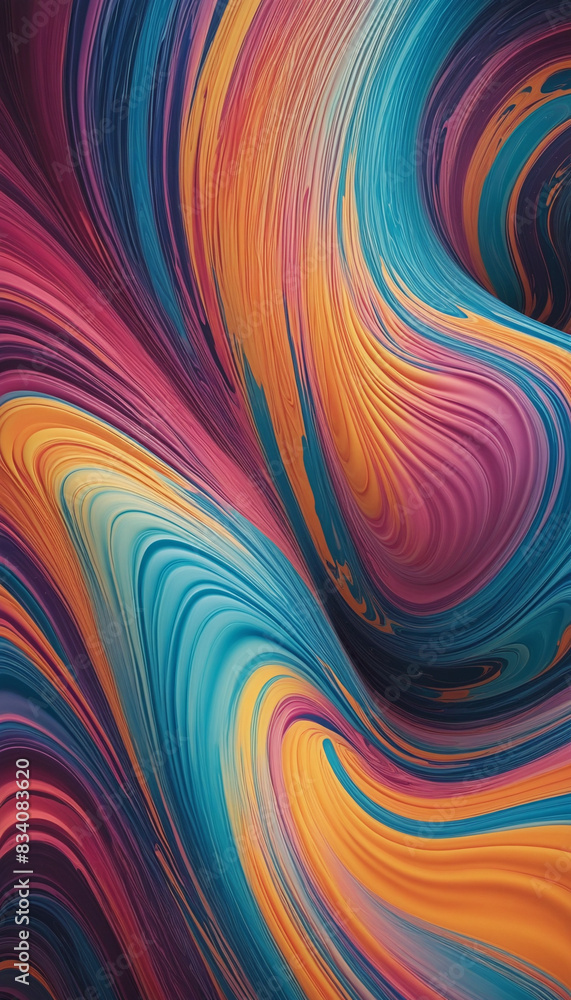 Poster colorful three-dimensional swirl graphic isolated on transparent background, created using generativ