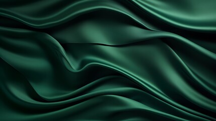 Obraz premium dark green wavy silk banner