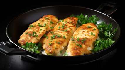 Fried potato patties in a pan

