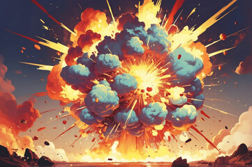 explosion of the world, war background