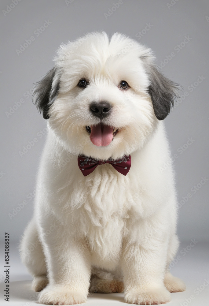 Wall mural adorable generative ai puppy isolated on a white background