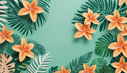 Fototapeta premium Vibrant tropical cut-out artwork and modern paper design