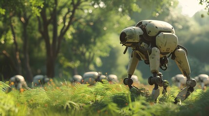 Fototapeta premium AI in Environmental Conservation AI-driven robots