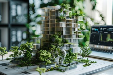 Detailed Model of a Modern, Green Urban High-Rise Building