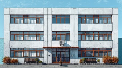 Soviet Era Building Facade with White Panels Generative AI