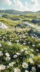 Obraz premium Summer Hillside with Wildflowers Generative AI