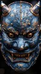 Obraz premium Metal Mask Portrait on Black Background Generative AI