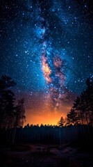 Fototapeta premium Peaceful Night Sky Over the Forest Generative AI