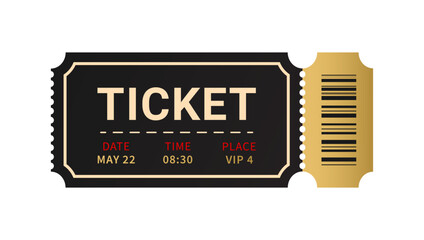 Ticket in stylish khaki colors modern design isolated on white background