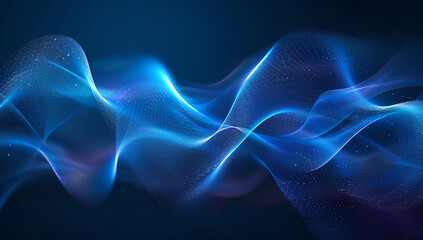 Fototapeta premium beautiful abstract wave technology digital network background with blue light digital effect corporate concept 