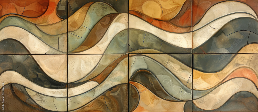 Poster abstract ceramic tile design with flowing wave patterns. ceramic textured surface background