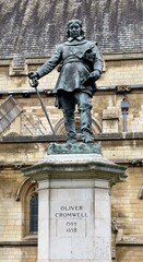 Historic 19th century statue of Oliver Cromwell, the Lord Protector, sculpted by Hamo Thornycroft...