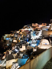 Night photo of rooftops on Santorini