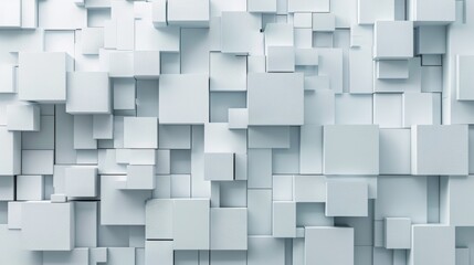 3D blocks of different shapes and sizes interlock to create a wall White background