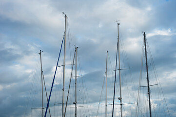 Details of boat mast in the port