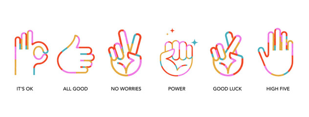 Set of hand gestures icons, vector illustration and concept design