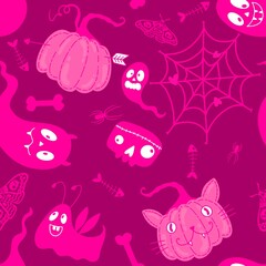 Halloween pumpkins seamless monsters pattern for wrapping paper and fabric