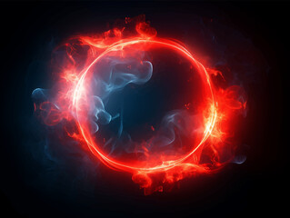 Rounded frame neon light color with smoke in side circle vector illustration