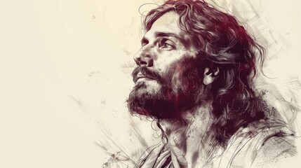Artistic Sketch of Jesus Christ Generative AI