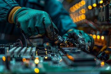 A carpenter works in a workshop, AI generated