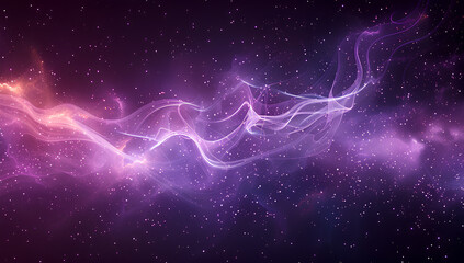 Digital purple particles wave and light abstract background with shining dots stars.
