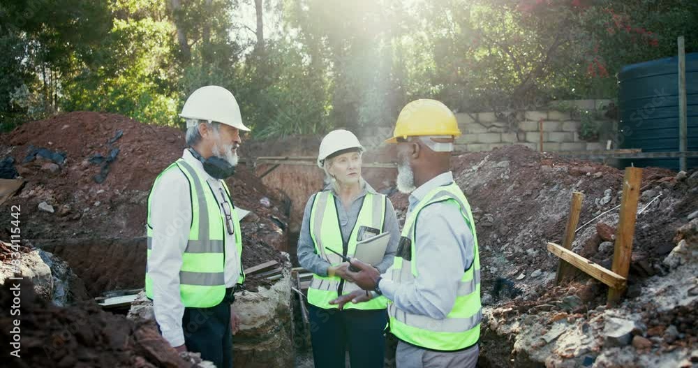 Aufkleber engineer, architect and collaboration at construction site for architecture, engineering and plannin