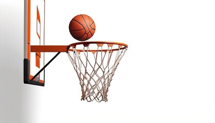 Basketball hoop on backboard and ball isolated on white created with generative ai	