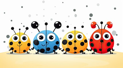 Fototapeta premium A group of cartoon ladybugs 