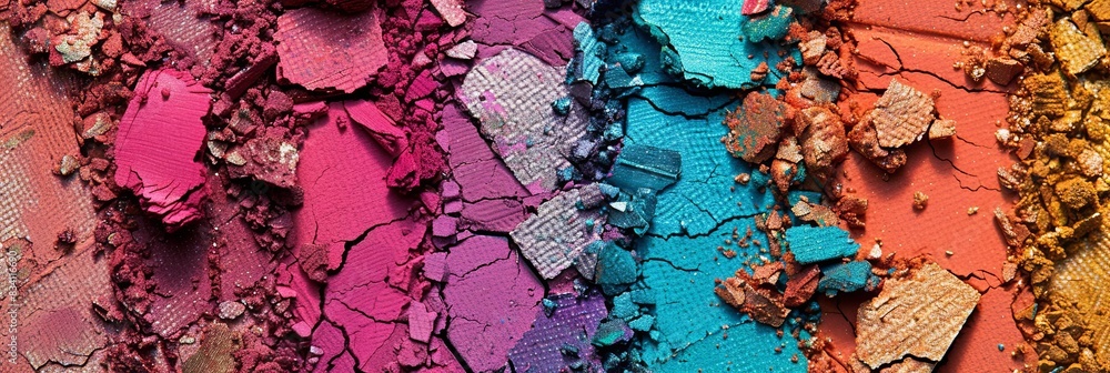 Poster detailed close-up showing the vibrant colors and texture of a multi-colored wall. generative ai