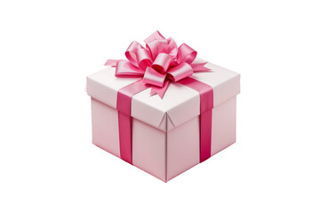 Obraz premium Caixa de presente com fita rosa isolada em fundo transparente recortada