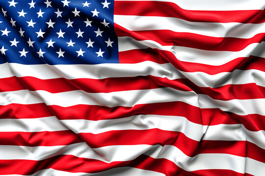 American flag waving gracefully for Independence Day. Generative AI image