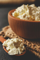 Natural cottage cheese. Natural dairy products