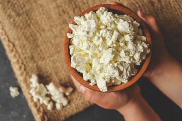 Natural cottage cheese. Natural dairy products