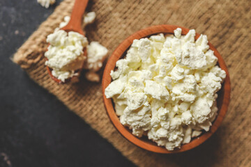 Natural cottage cheese. Natural dairy products