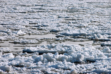 Ice Drifting on the River Elbe in Germany