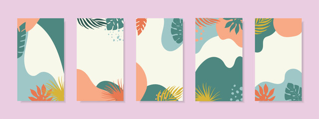 Collection of tropical backgrounds. Summer concept with tropical leaves. © Katerina