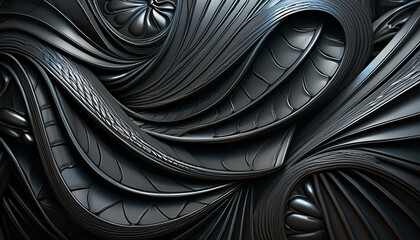 Close-up black metallic object, abstract wall pattern background
