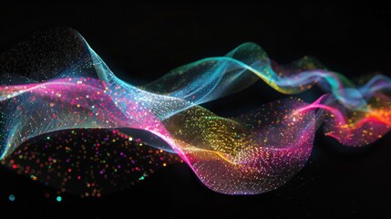 Fototapeta premium A colorful wave of light with a lot of sparkles