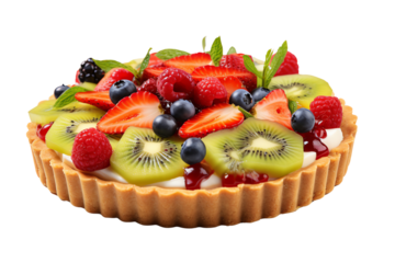Fresh and delicious fruit tart with a variety of berries and kiwi, perfect for any occasion!