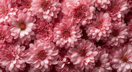 Large Group of Pink Flowers With Yellow Centers