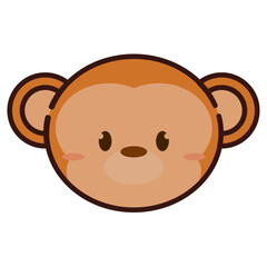Cute kawaii monkey animal character emoticon Vector