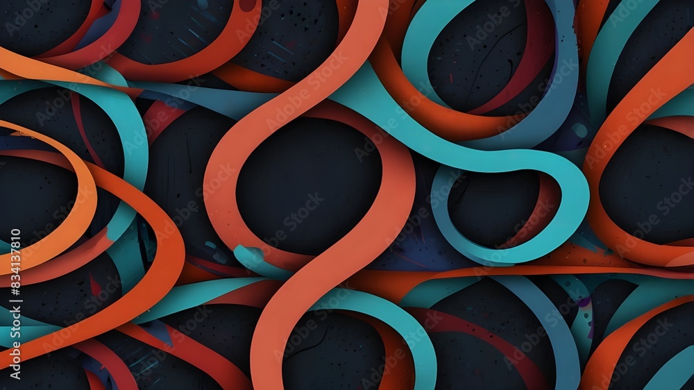 Aufkleber composition of abstract vector generated shapes in generative design artwork