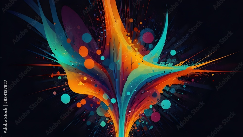Poster composition of abstract vector generated shapes in generative design artwork