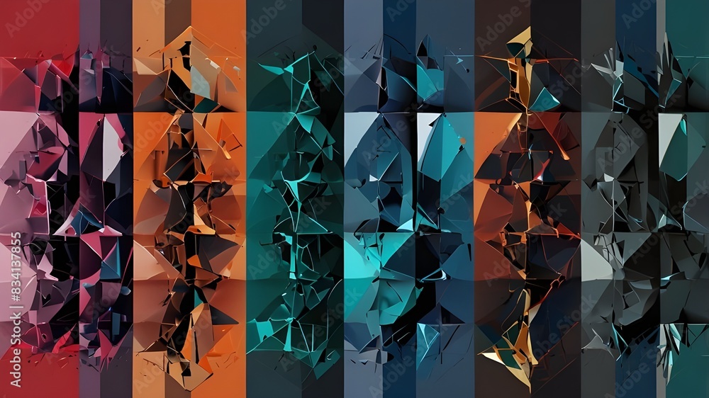 Poster composition of abstract vector generated shapes in generative design artwork