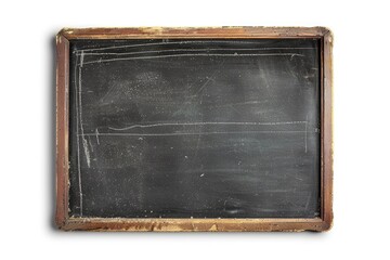Fototapeta premium Chalkboard Vintage. Antique Blank Blackboard on White Background with Copy Space