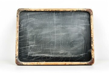 Fototapeta premium Chalkboard Vintage. Antique Blank Blackboard with Copy Space on Isolated White Background